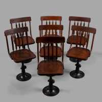 Set of 7 adjustable height office chairs, c. 1895