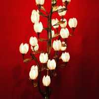 lamp floor lamp gold iron gold light golden palm flowers