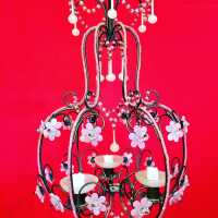 pink opaline chandelier pink flowers candlestick flowers