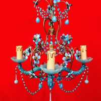 opaline chandelier blue blue flowers flowers