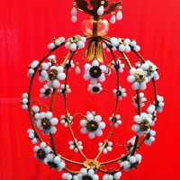 opaline chandelier blue blue flowers flowers
