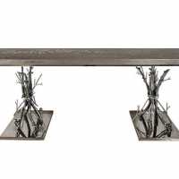 Console in bronze tree top composition stainless steel mirror modem Branch 2 by Christine Rouviere