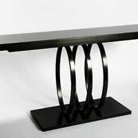 Console in iron metal patina gun finishing and wood Ellipse model by Christine Rouviere.