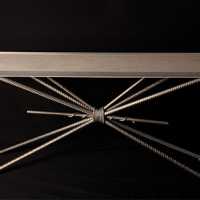 Console in Bronze and wood top model Rameaux by Christine Rouviere.