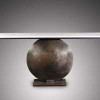 Console in bronze and marble Gong model by Christine Rouviere.