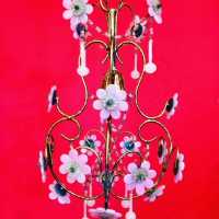 opaline chandelier blue blue flowers flowers pink pink