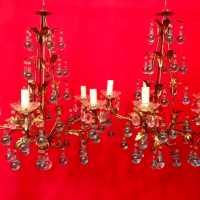 opaline chandelier blue blue flowers flowers pair