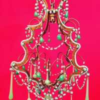 opaline chandelier blue blue flowers flowers green green