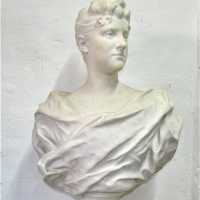 Marble woman bust, signed Boucher