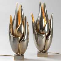 Pair of "Flame" lamps by Michel Armand