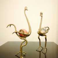 Bronze ostriches with their egg by Pierre Giraudon 
