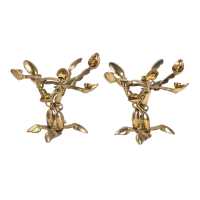 Arman Pair of Bronze Spoon Candlesticks 