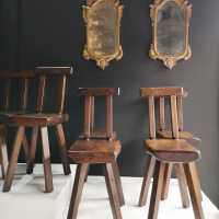 Brutalist style oak chairs, 1950-1960s