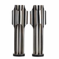 Maison Charles pair of stainless steel lamps