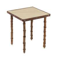 table Jacques Adnet leather bamboo