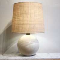 Ceramic lamp base 1950, new custom straw lampshade
