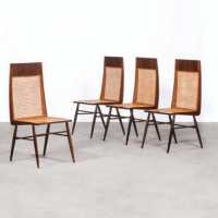 Set of 4 chairs Jacaranda wood and cane Edition Tenreiro Móveis e Decorações, Rio 1949