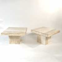 Pair of travertin side tables - vintage side tables -