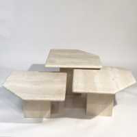Travertine tables - vintage tables - vintage coffee table- antiques- Paul Bert Serpette 