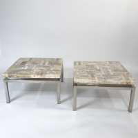 Pair of vintage side tables - onyx - Jansen - antiques- Paul Bert Serpette - flea market