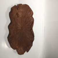 Sensekibon Frog on lotus leaf - Japanese carved wooden tray
