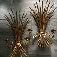 pair wall light golden wood wood gold iron pair light fixture