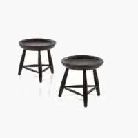 Sergio Rodrigues (1927-2014) Banco Mocho Pair of tripod stools Ebony lacquered rosewood