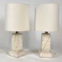Pair of travertine lamps.