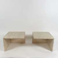 Pair of travertine side tables