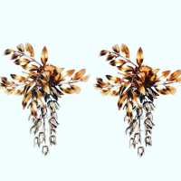 pair wall light golden wood wood gold iron pair light fixture
