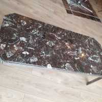 RED MARBLE AND CHROME COFFEE TABLE