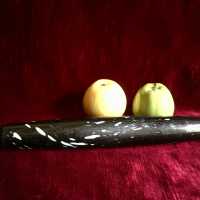 English rolling pin, pastry roll, in black glass marbled with white