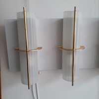 Arlus wall lights in brass and sandblasted glass
