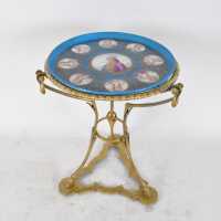 Pedestal table with Sèvres tray, Portait of Louis 16, 19th century