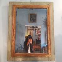 Painted and gilded wooden mirror, Louis XVI period