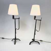 Pair of 18th century wrought iron lamps