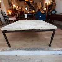 Square metal and stone coffee table