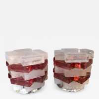 lamps pair poliarte glass italy 1970