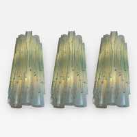 wall light pair of hammered glass poliarte italy 1970