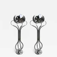Floor lamps pair chromed metal reggiani sciolari italy 1970