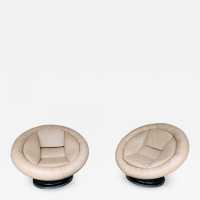 Saporiti leather armchairs italy 1970 space age