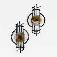 wall lights pair wrought iron murano glass Tom Ahlström & Hans Ehrich 1970