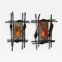 wrought iron wall lights in murano glass Ahlstrom Helrich 1970