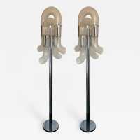 floor lamp pair murano glass metal chrome aldo carlo nason mazzega italy 1970