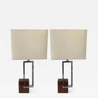 lamps pair marble chrome metal banci italy 1970