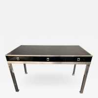 desk lacquer nickel-plated brass guy lefèvre maison jansen 1970