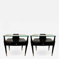 pair of bedside tables brass lacquer glass paolo buffa italy 1950