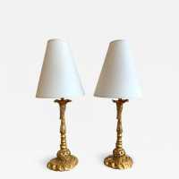 lamps pair metal gilded bronze mathias fondica france 1990