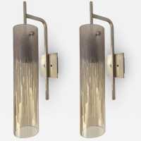 sconces lamps pair glass poliarte italy 1970