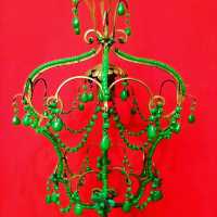 chandelier opaline blue blue flowers flowers green green